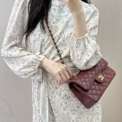 샤넬 클래식 캐비어 버건디 골드